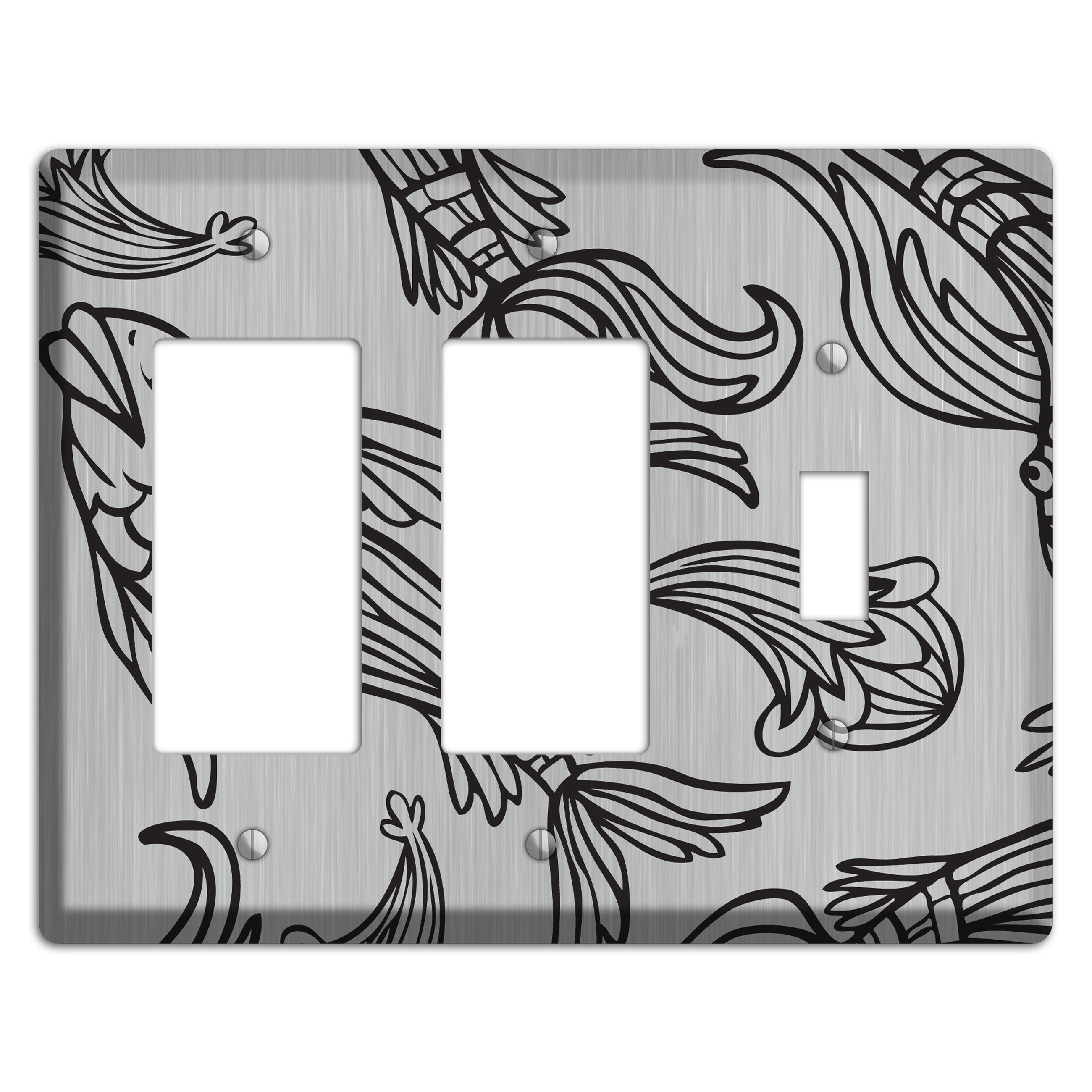 Black Koi  Stainless 2 Rocker / Toggle Wallplate