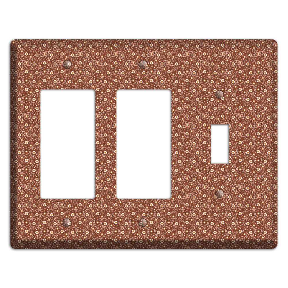 Tiny Brown Vine Floral 2 Rocker / Toggle Wallplate