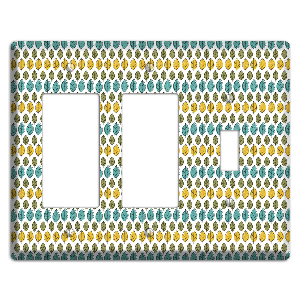 Turquoise Multi Olive Leaf Contour 2 Rocker / Toggle Wallplate