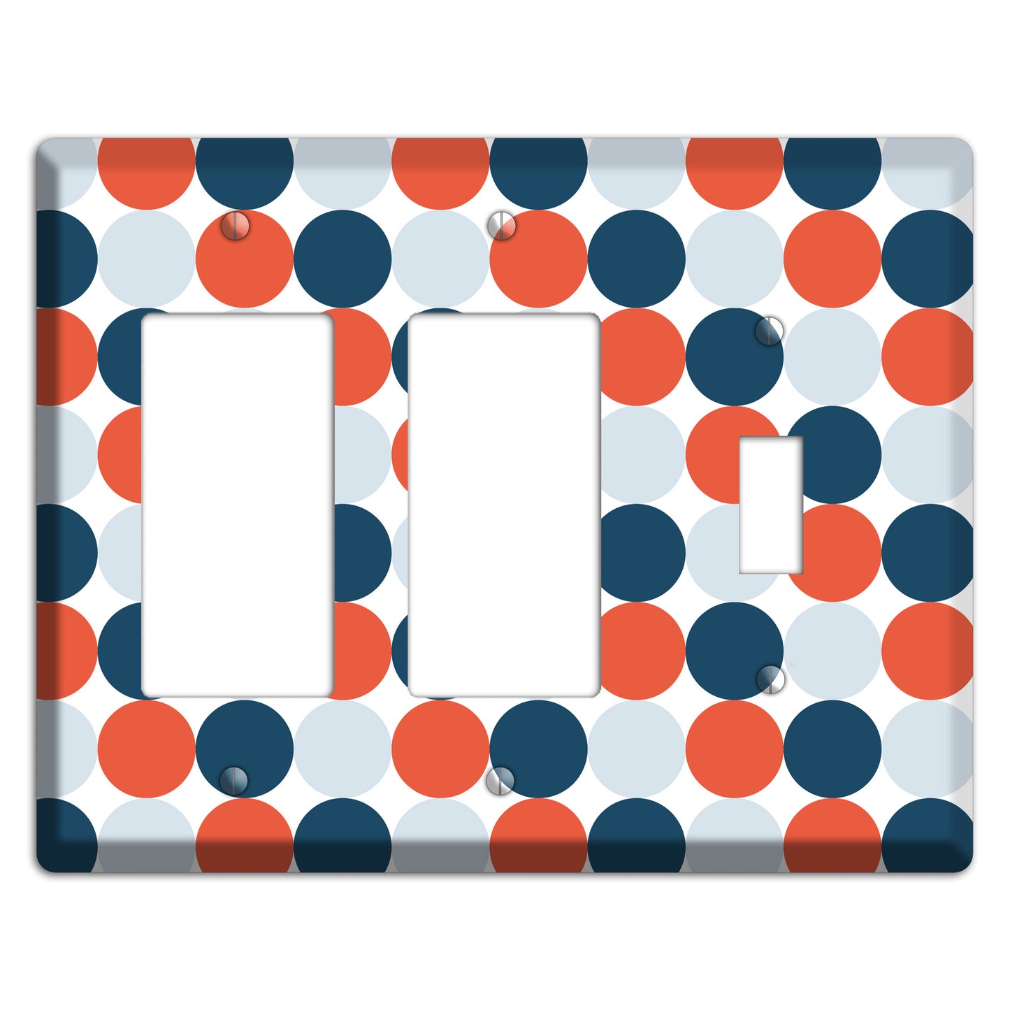 Multi Blue Red Tiled Dots 2 Rocker / Toggle Wallplate
