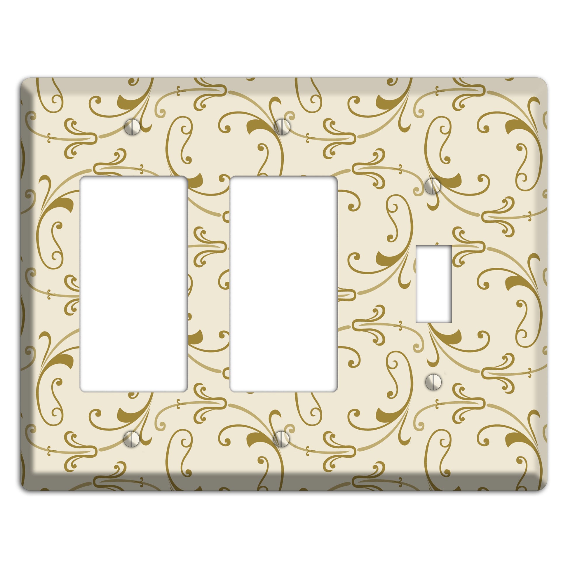 Off White with Gold Victorian Sprig 2 Rocker / Toggle Wallplate