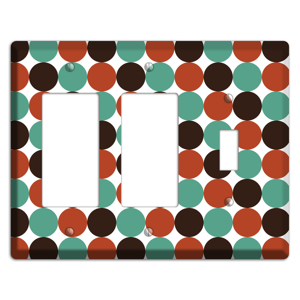 Black Teal Maroon Dots 2 Rocker / Toggle Wallplate