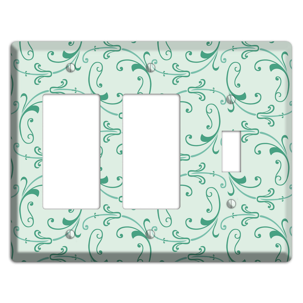 Aqua Victorian Sprig 2 Rocker / Toggle Wallplate