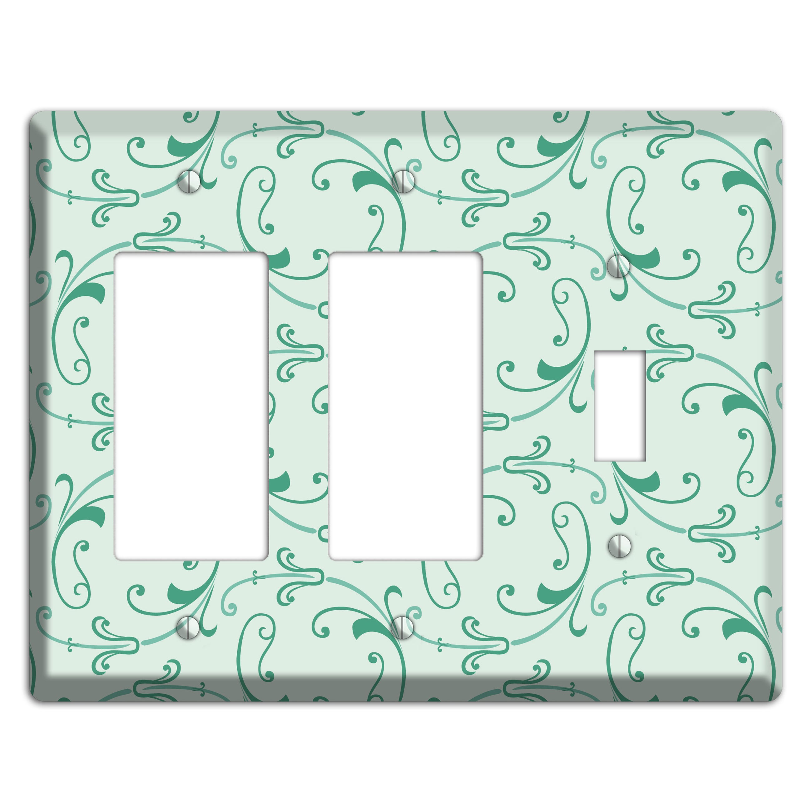 Aqua Victorian Sprig 2 Rocker / Toggle Wallplate