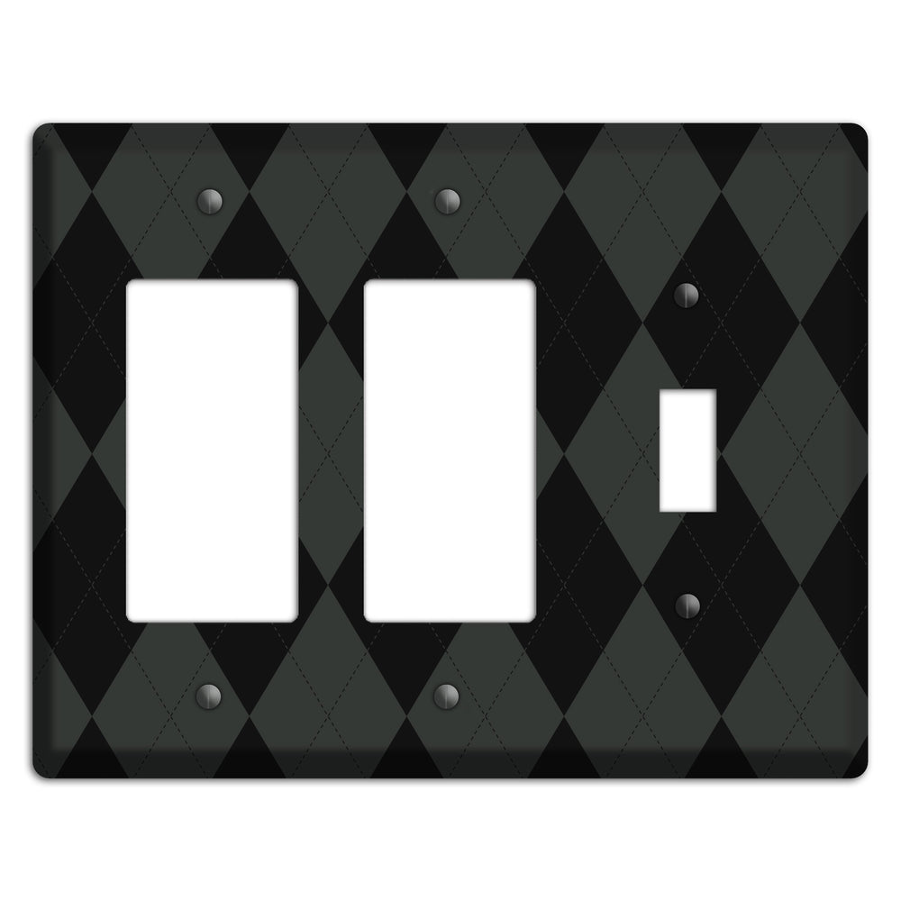 Gray and Black Argyle 2 Rocker / Toggle Wallplate