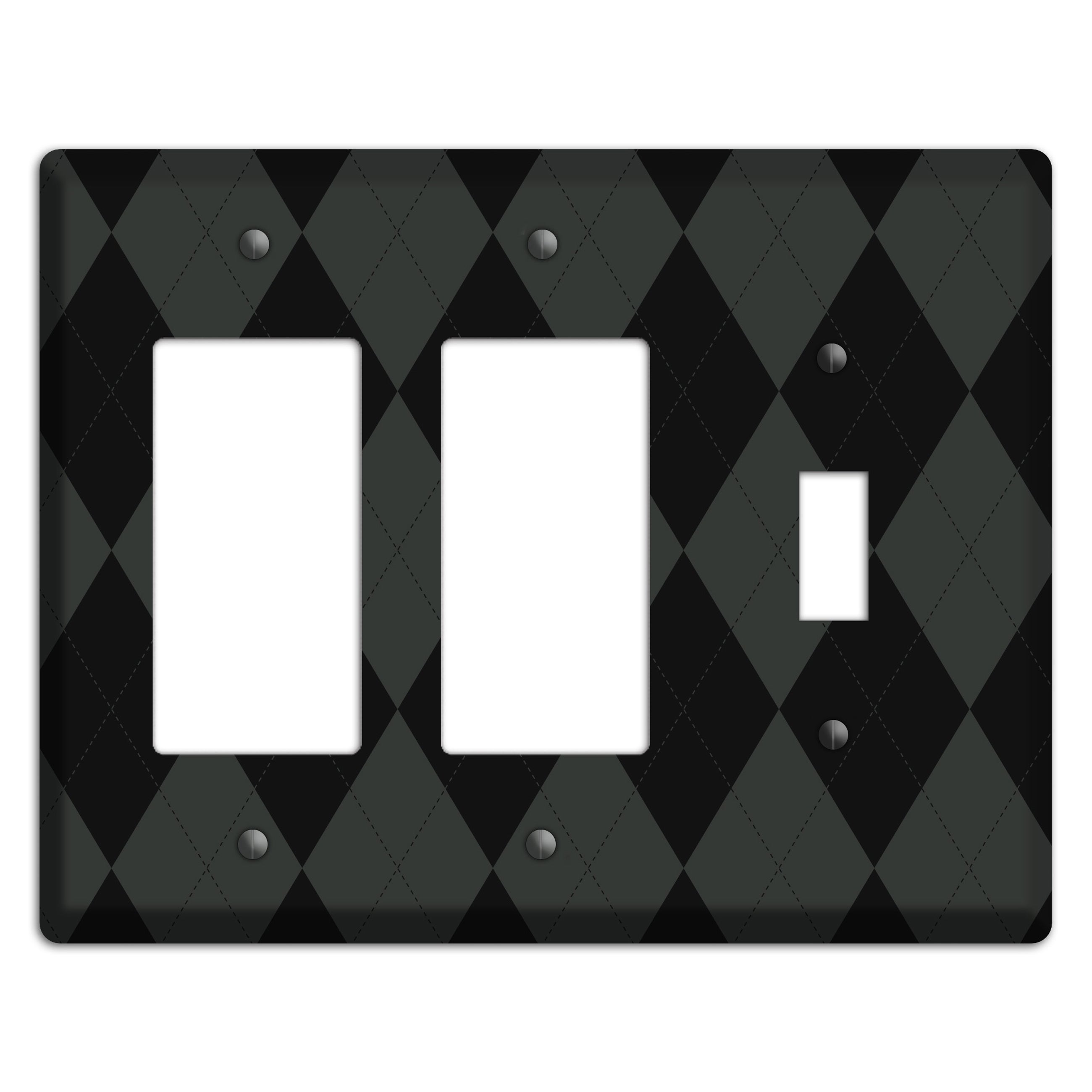 Gray and Black Argyle 2 Rocker / Toggle Wallplate