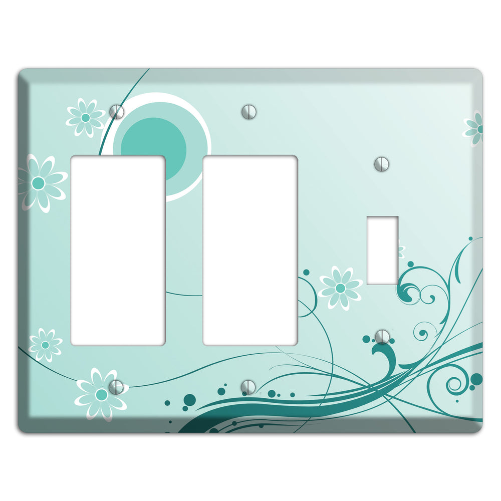Light Green Floral 2 Rocker / Toggle Wallplate