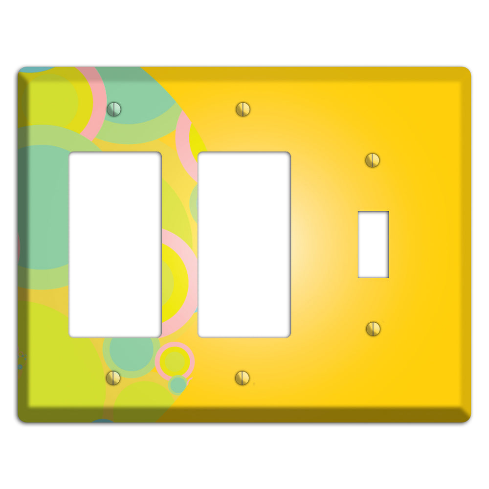 Yellow Circles 2 Rocker / Toggle Wallplate