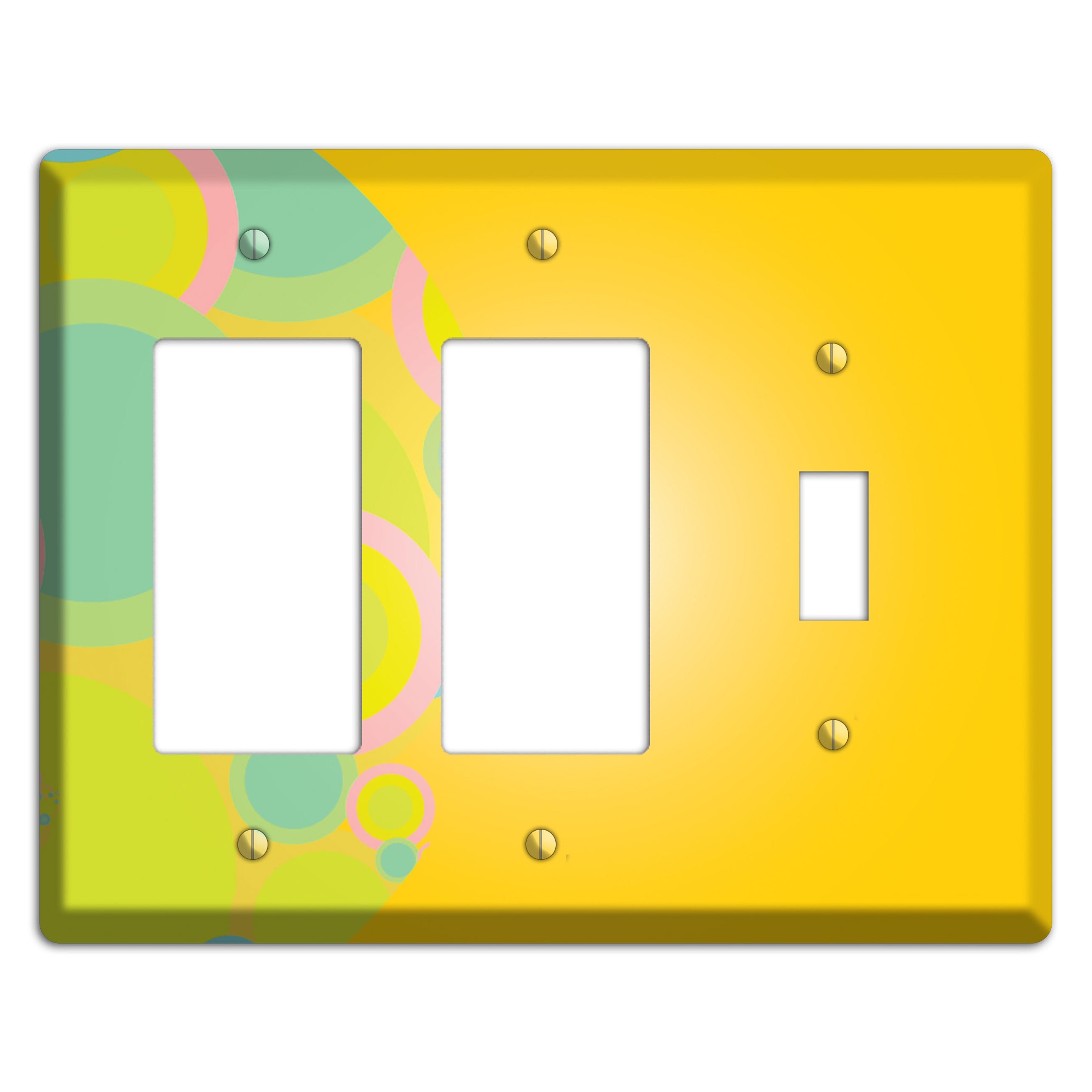 Yellow Circles 2 Rocker / Toggle Wallplate