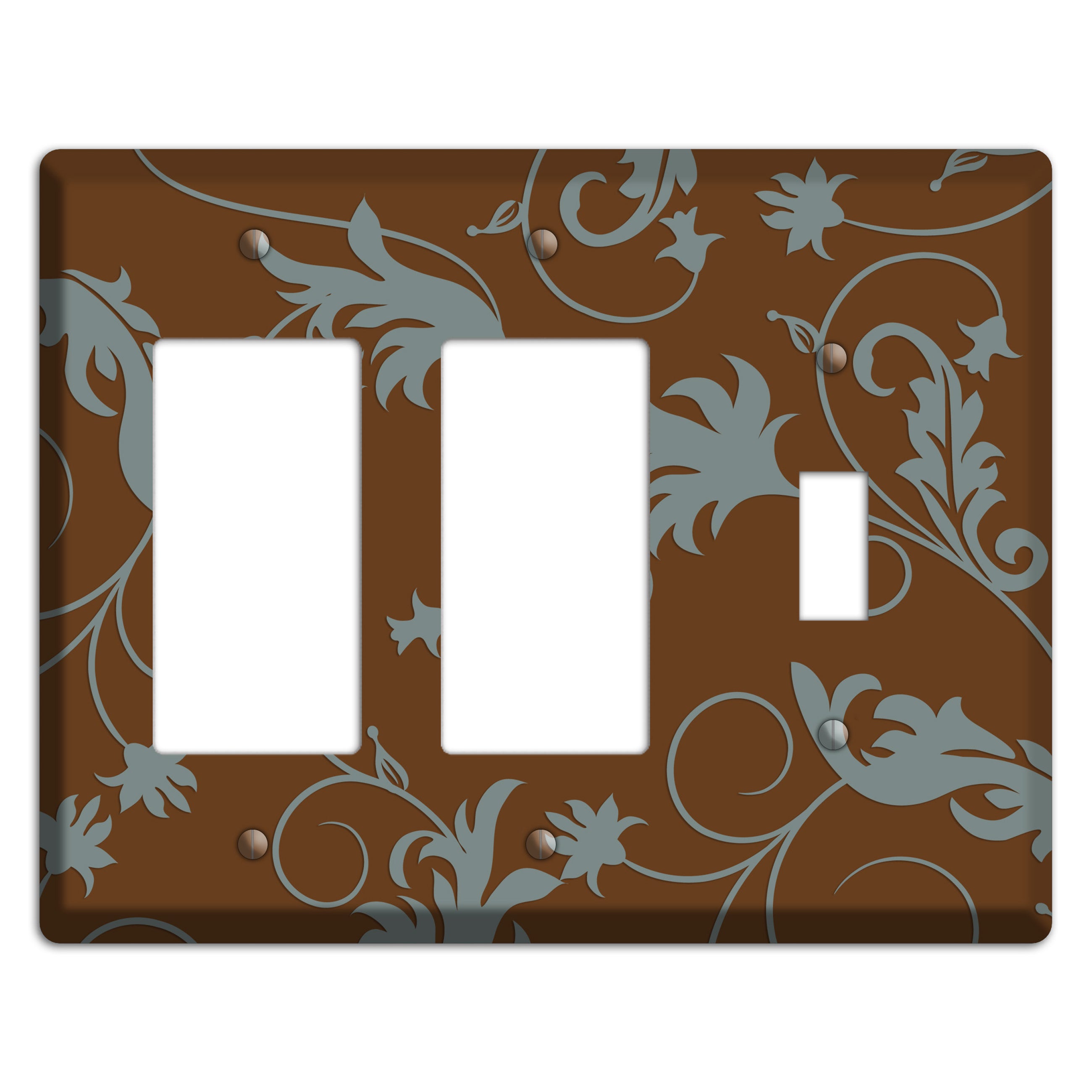 Brown and Grey Victorian Sprig 2 Rocker / Toggle Wallplate