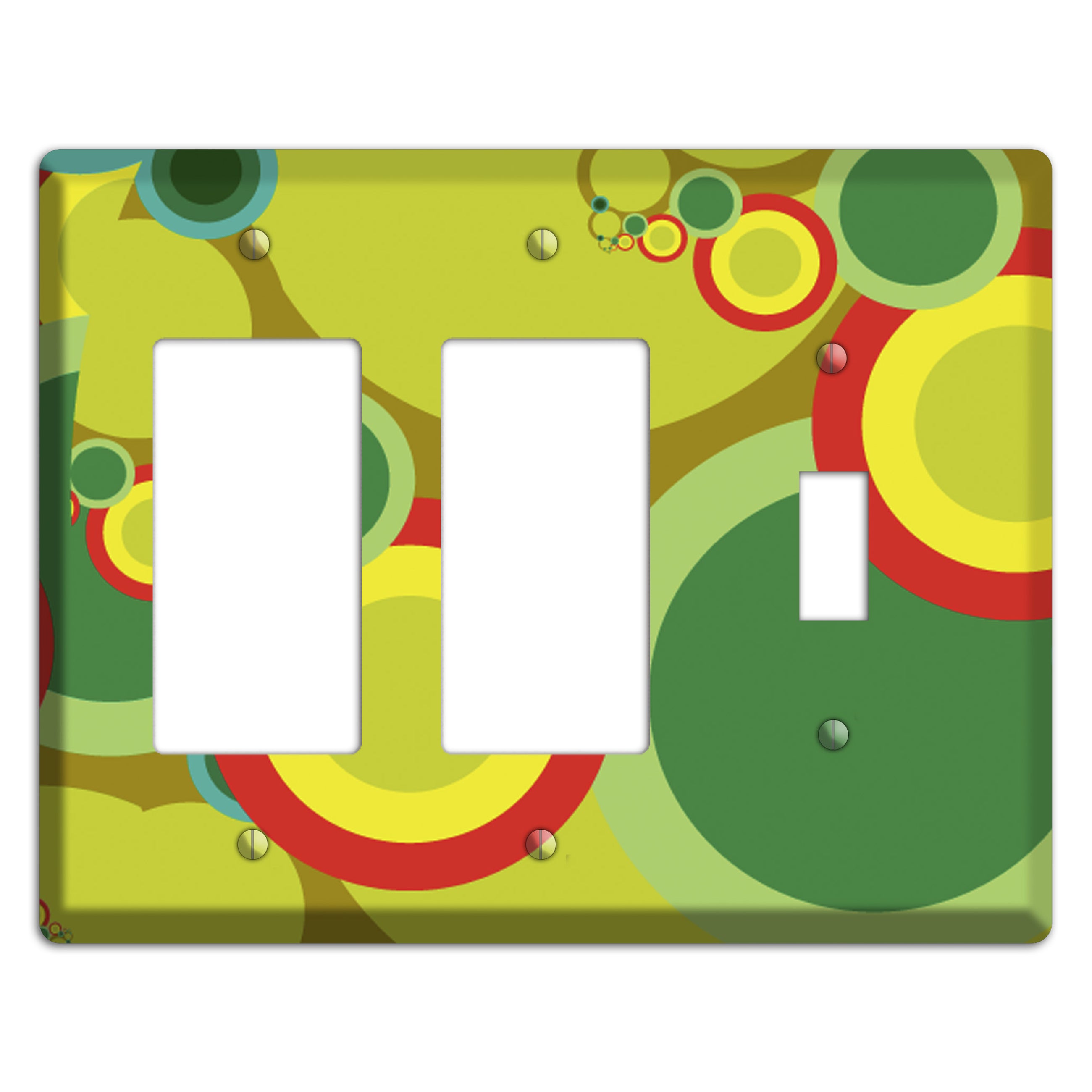 Green and Yellow Abstract Circles 2 Rocker / Toggle Wallplate