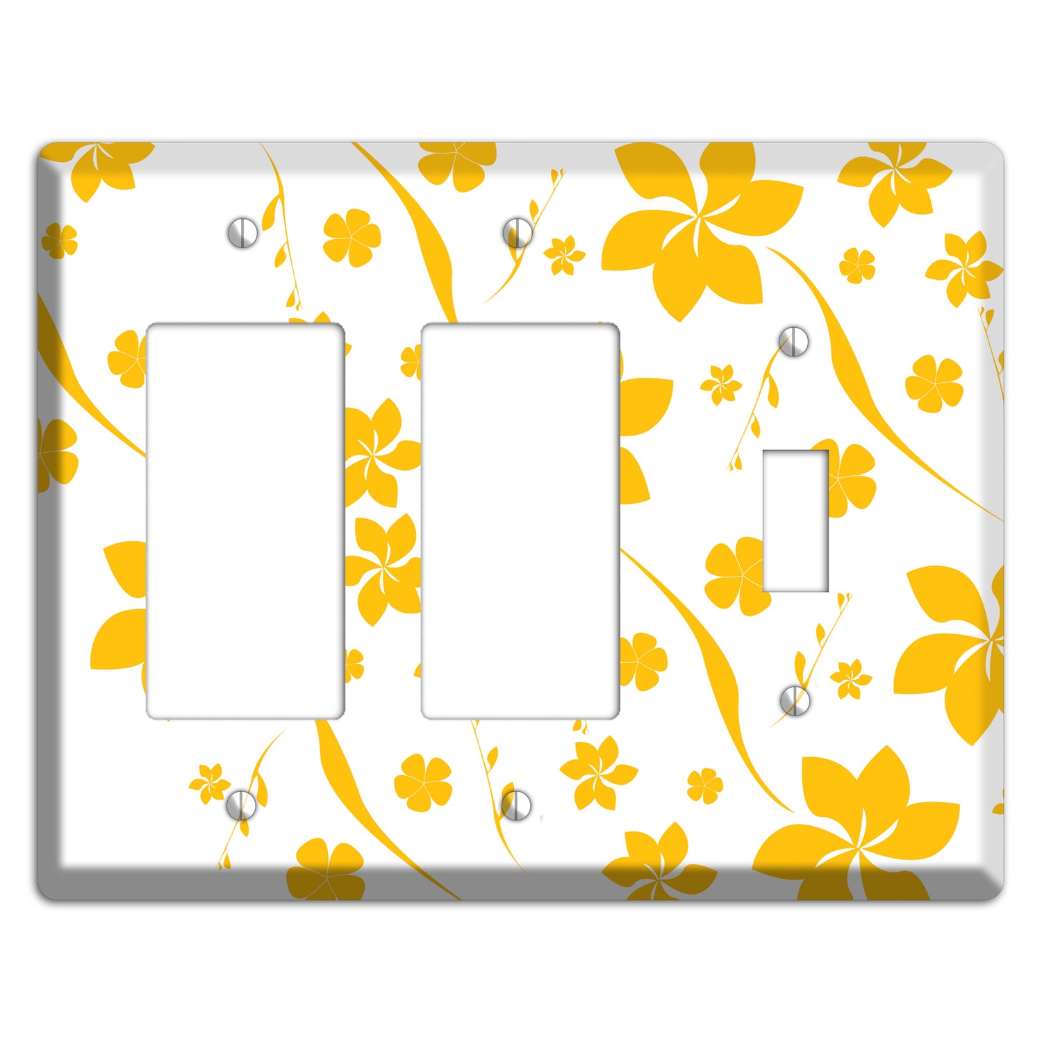 White with Yellow Flower 2 Rocker / Toggle Wallplate