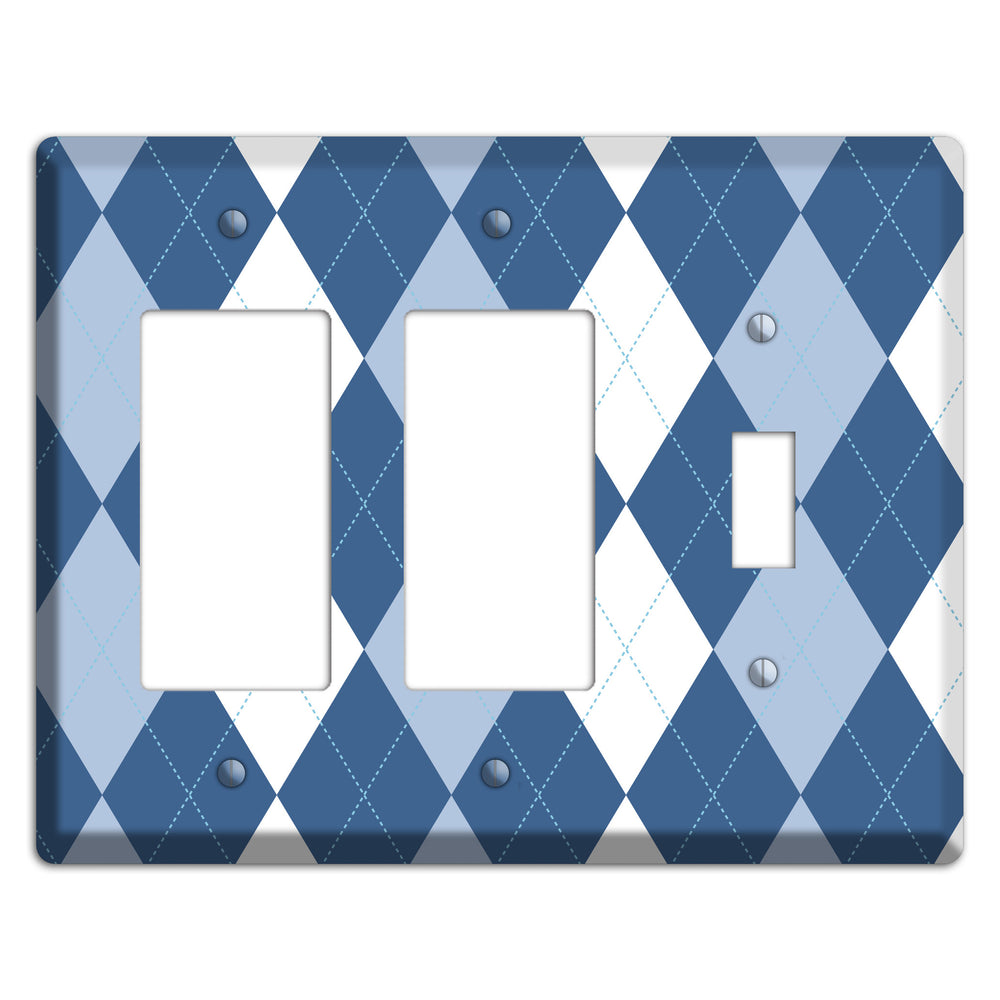 Blue Argyle 2 Rocker / Toggle Wallplate
