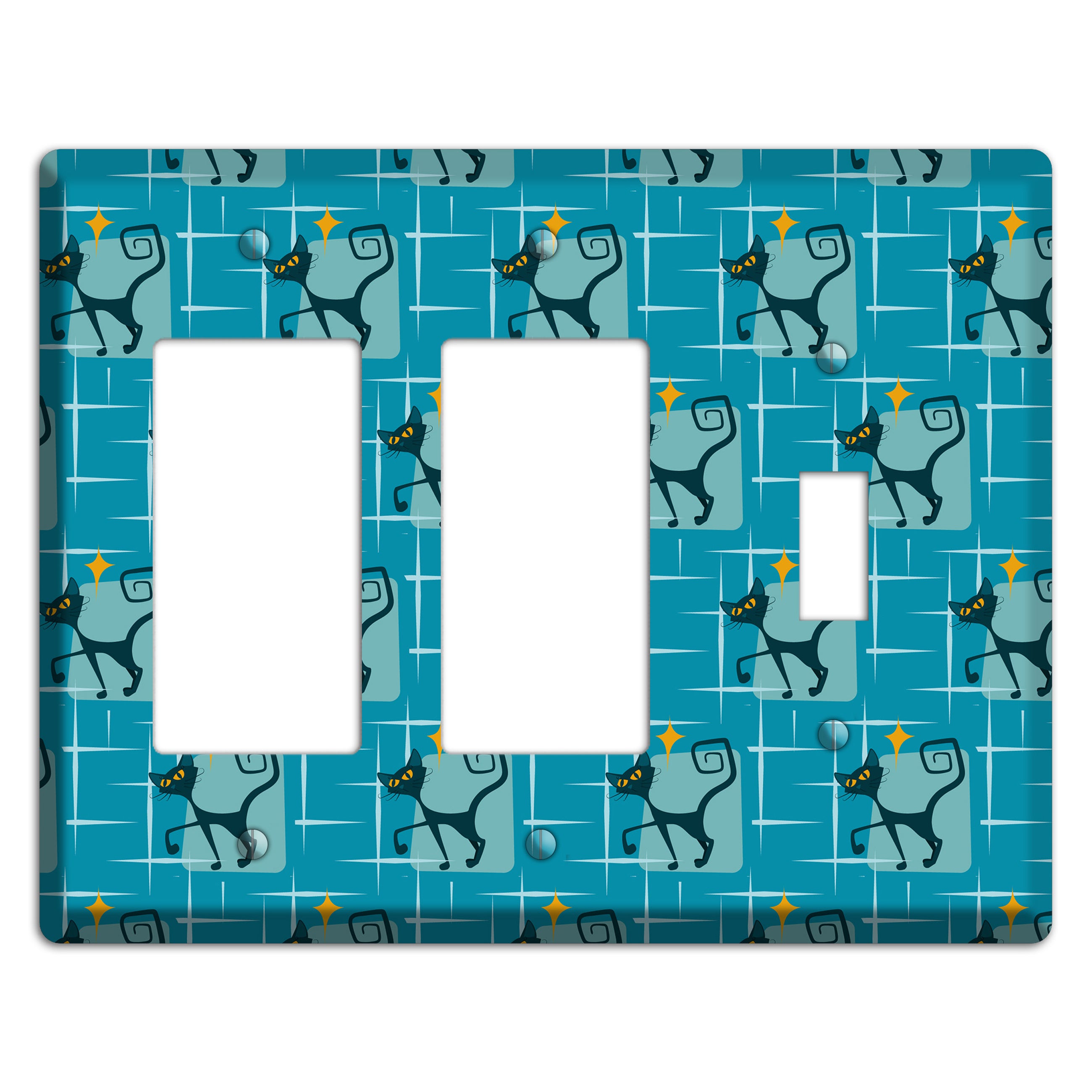 Teal Kitties 2 Rocker / Toggle Wallplate