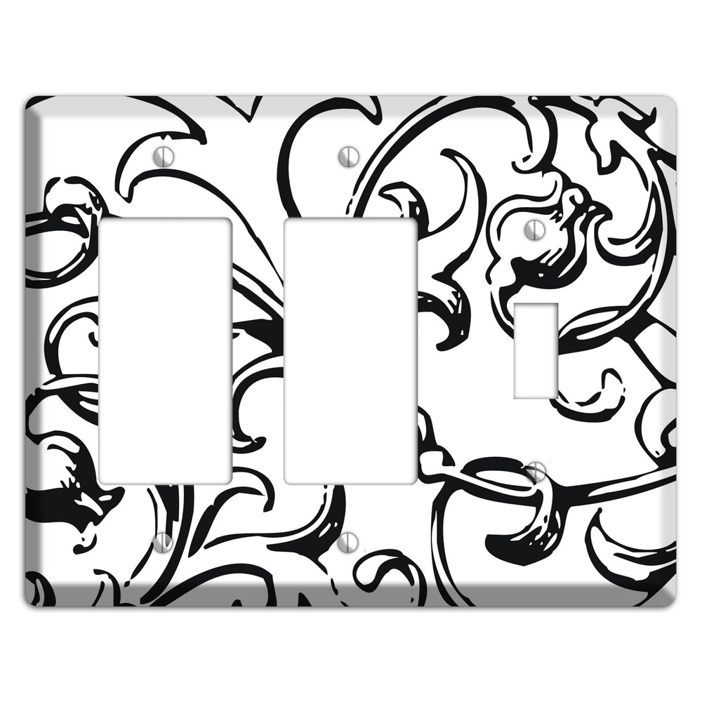 Victorian Black and White 2 Rocker / Toggle Wallplate