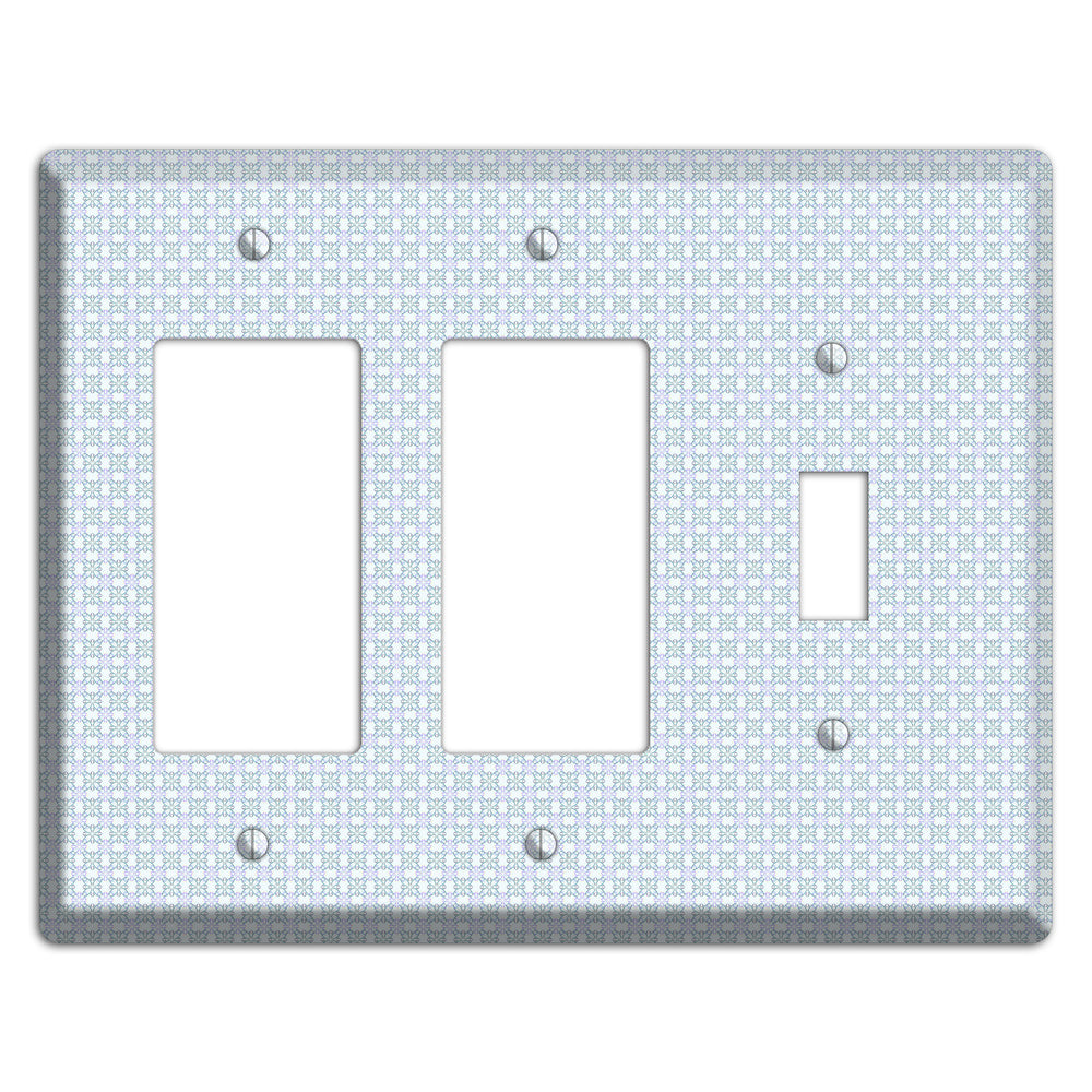 Light Blue and Lavender Tiled Tiny Arabesque 2 Rocker / Toggle Wallplate