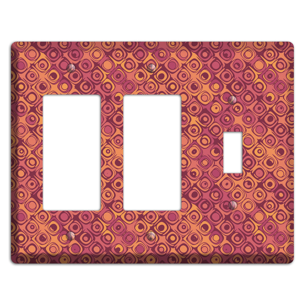 Coral Grunge Retro Circles 2 Rocker / Toggle Wallplate