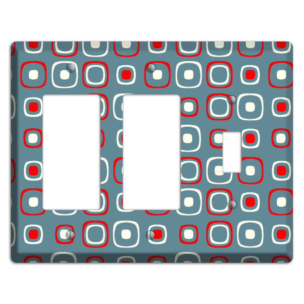 Blue and Red Rounded Squares 2 Rocker / Toggle Wallplate
