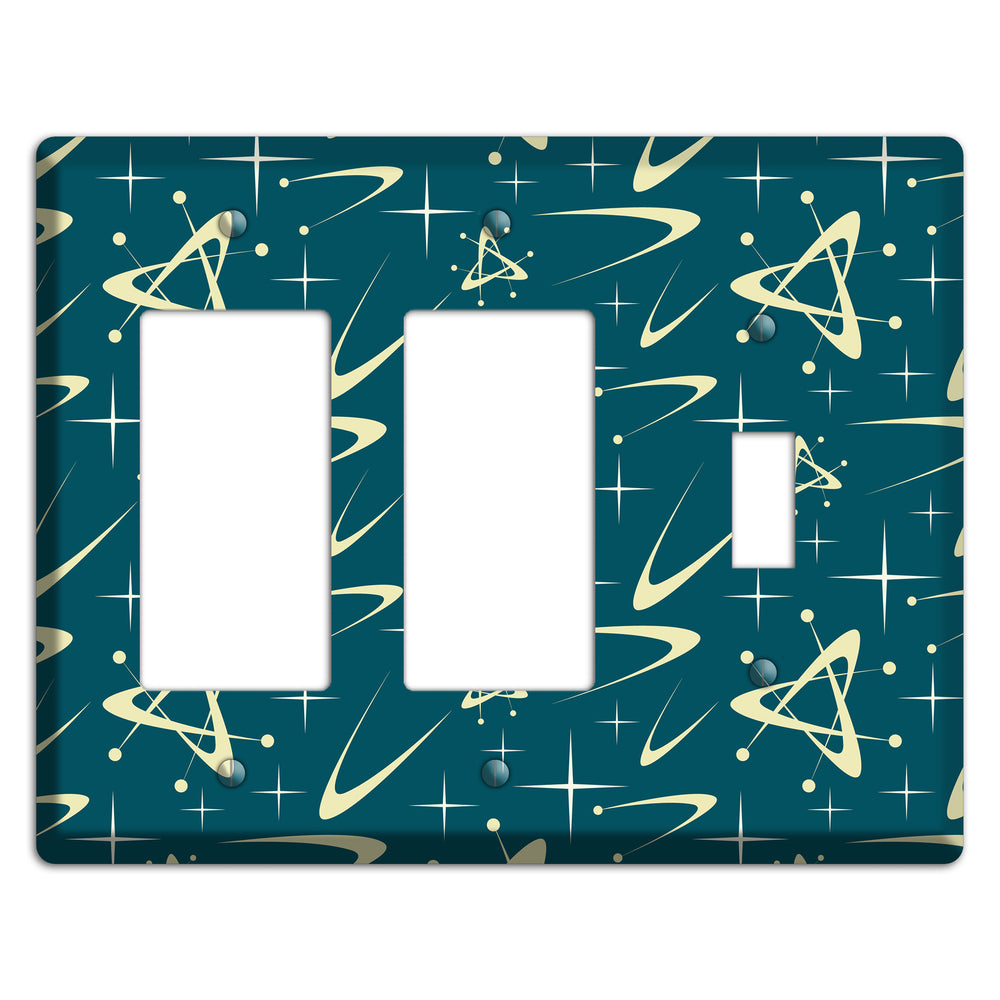 Teal and Yellow Atomic 2 Rocker / Toggle Wallplate