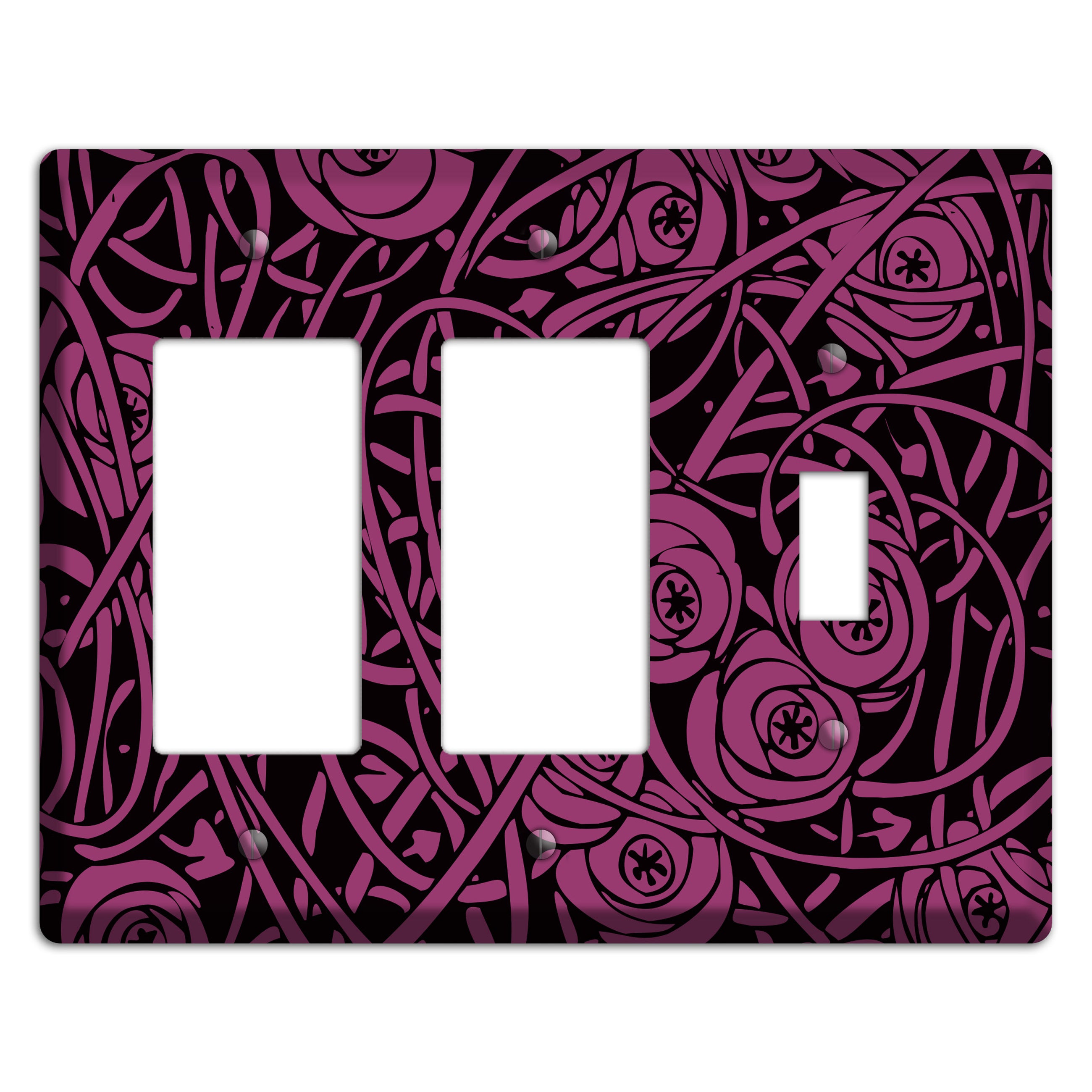 Fuschia Deco Floral 2 Rocker / Toggle Wallplate