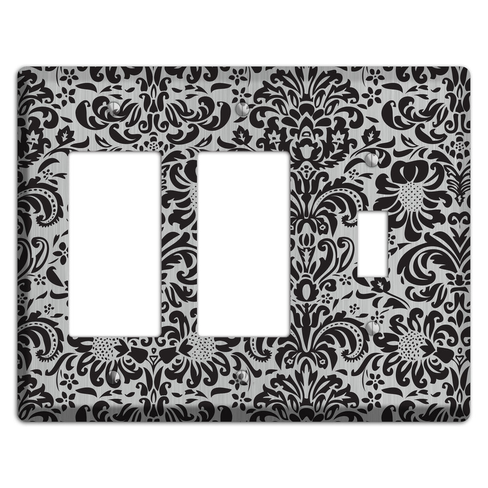Black Toile Stainless Steel 2 Rocker / Toggle Wallplate