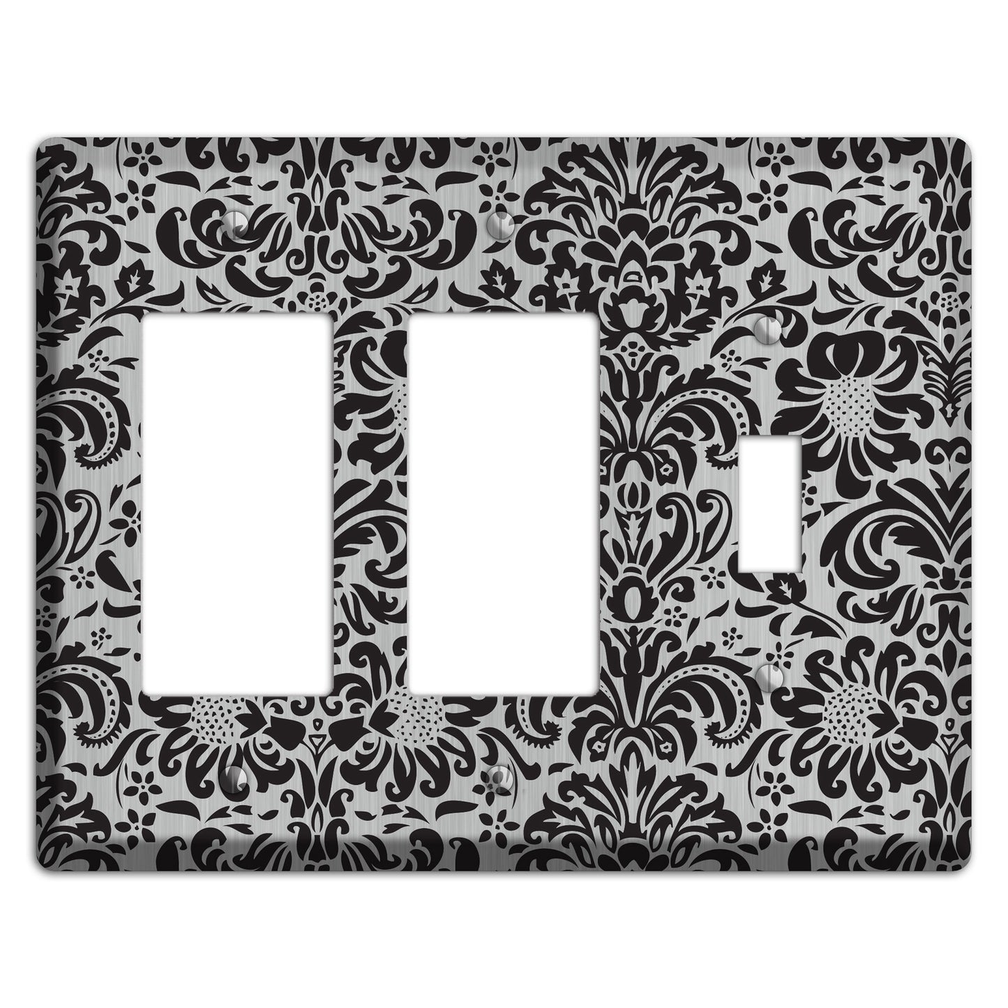 Black Toile  Stainless 2 Rocker / Toggle Wallplate
