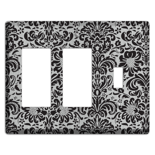 Black Toile  Stainless 2 Rocker / Toggle Wallplate