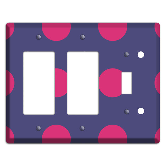 Purple with Purple and White Multi Tiled Medium Dots 2 Rocker / Toggle Wallplate