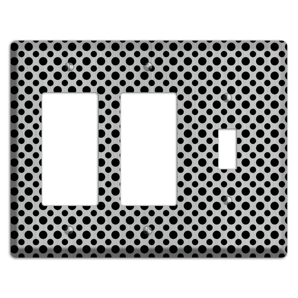 Multi Small Polka Dots Stainless Steel 2 Rocker / Toggle Wallplate