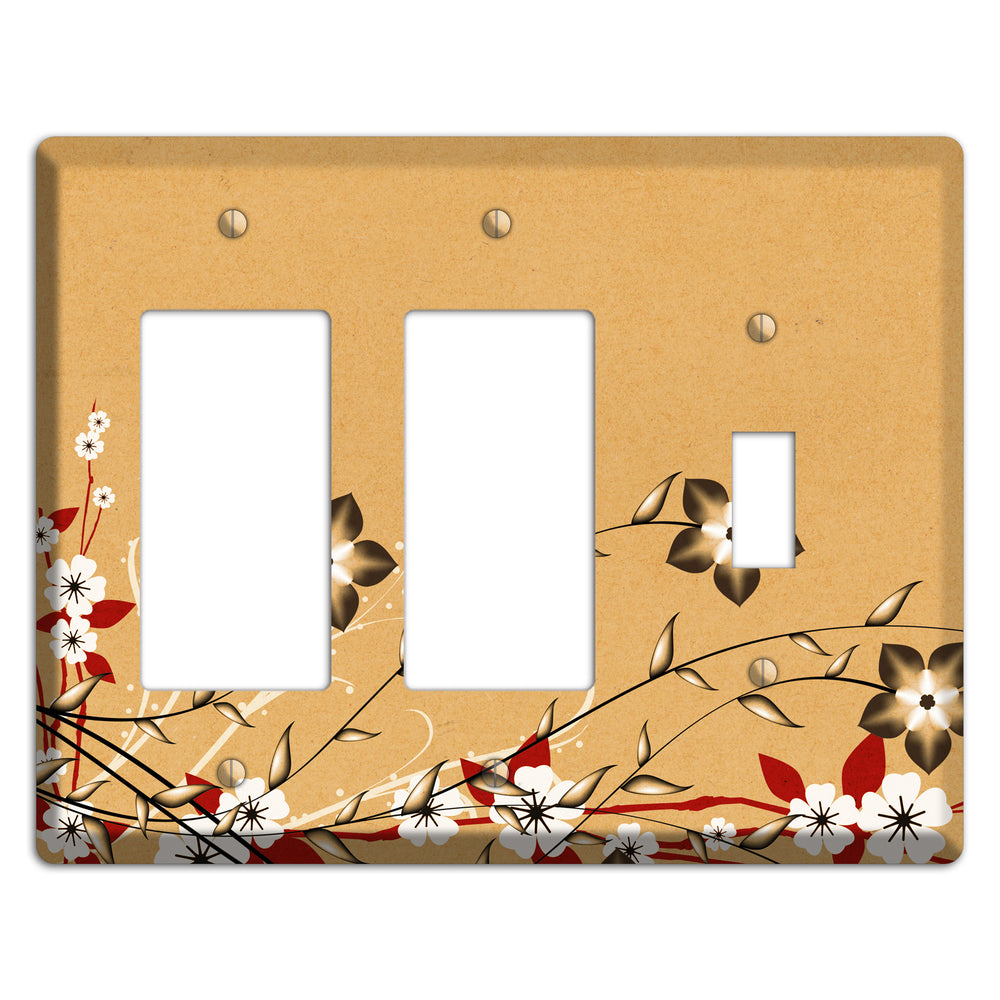 Delicate Red Flowers 2 2 Rocker / Toggle Wallplate