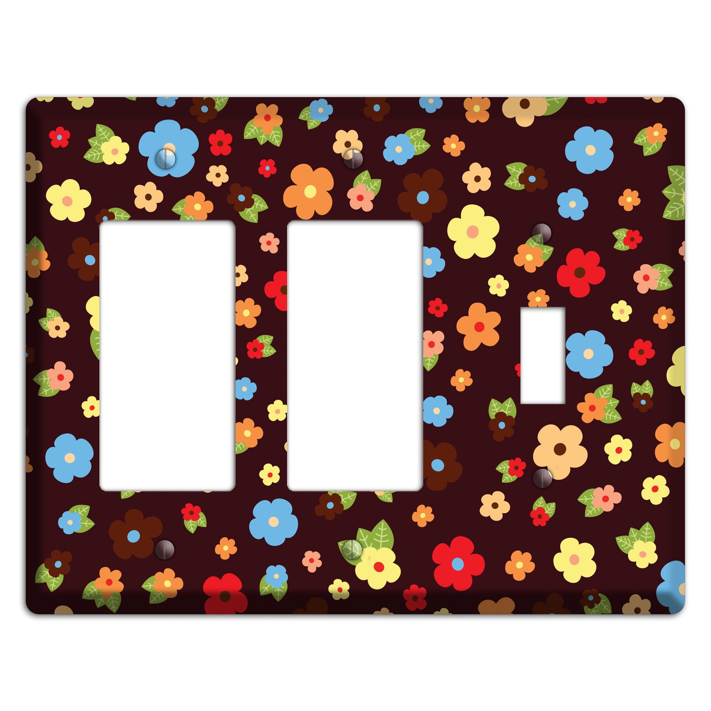 Brown Tiny Delicate Flowers 2 Rocker / Toggle Wallplate