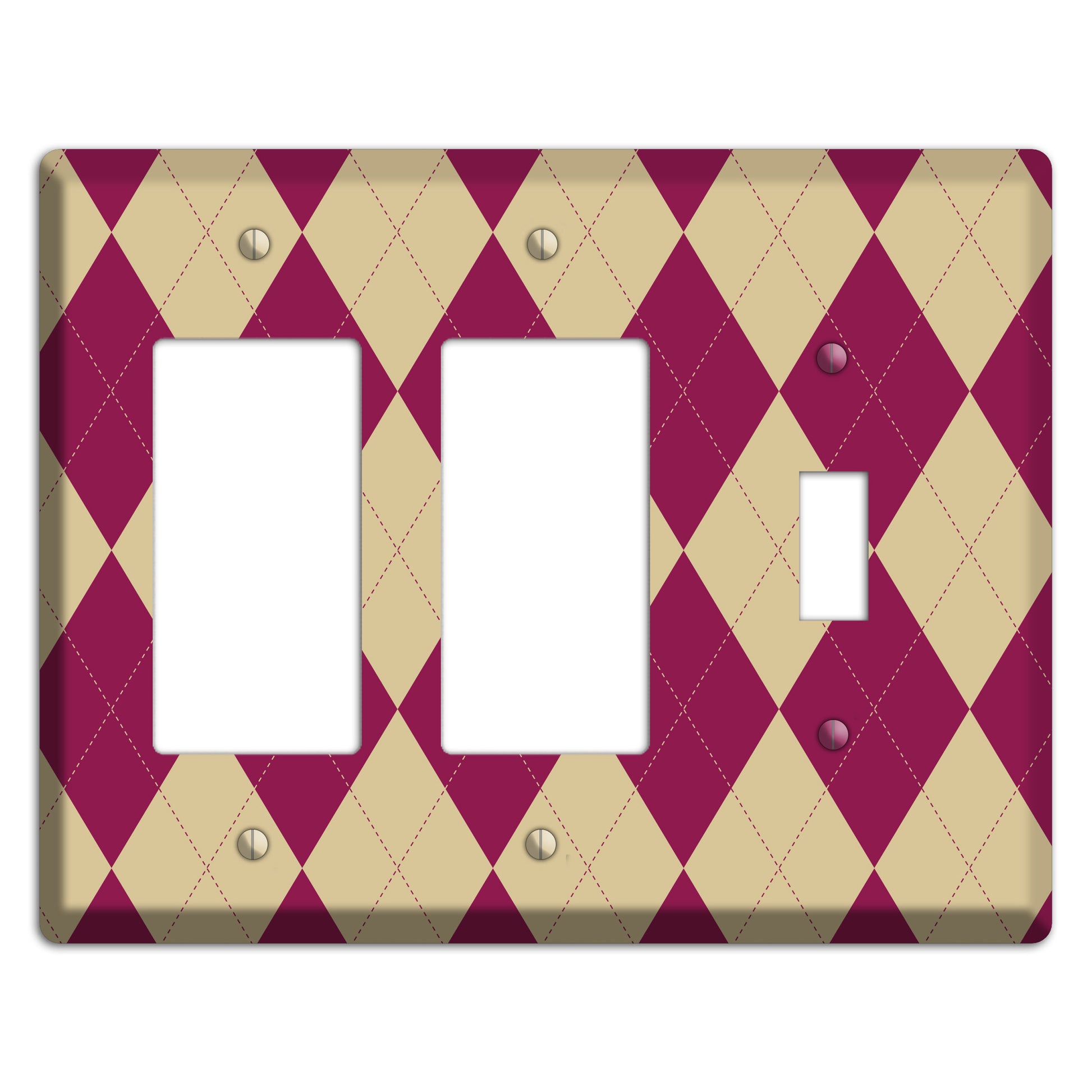 Red and Tan Argyle 2 Rocker / Toggle Wallplate