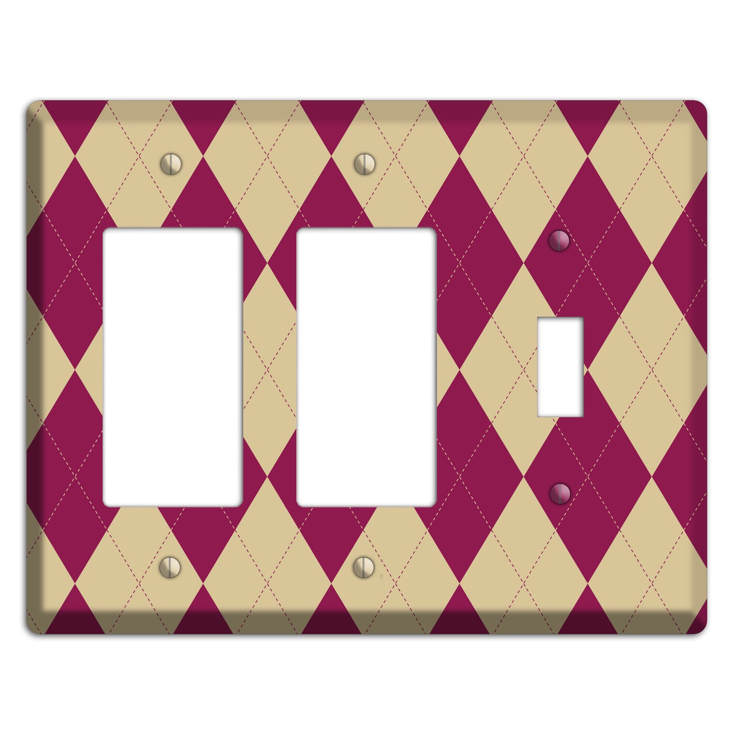 Red and Tan Argyle 2 Rocker / Toggle Wallplate