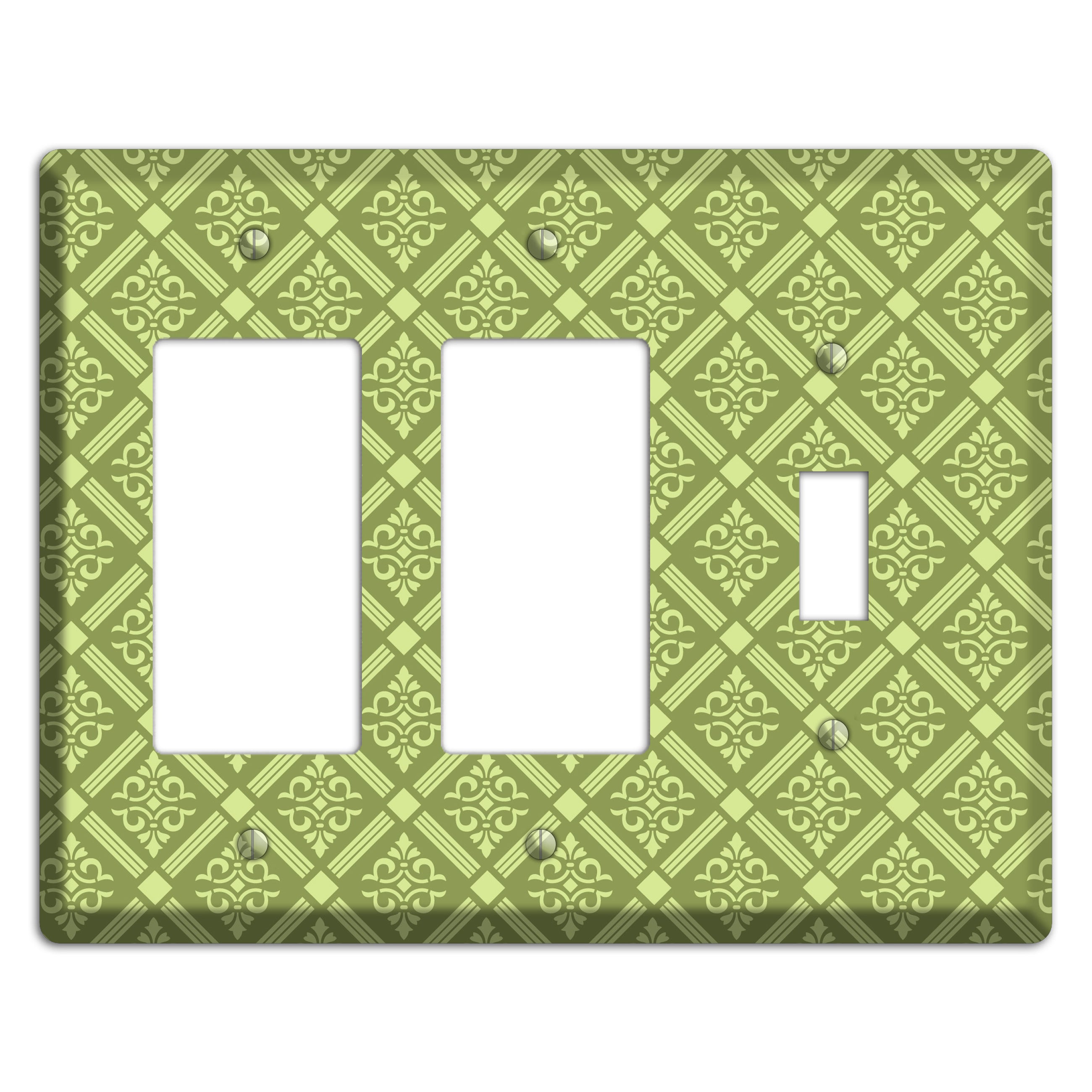Green Damask diamonds 2 Rocker / Toggle Wallplate