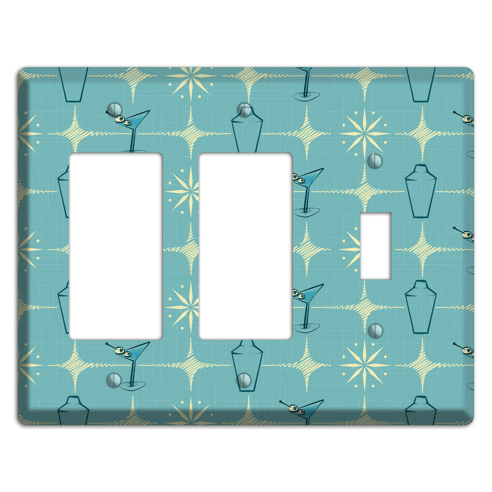 Blue Shaker and Martini 2 Rocker / Toggle Wallplate