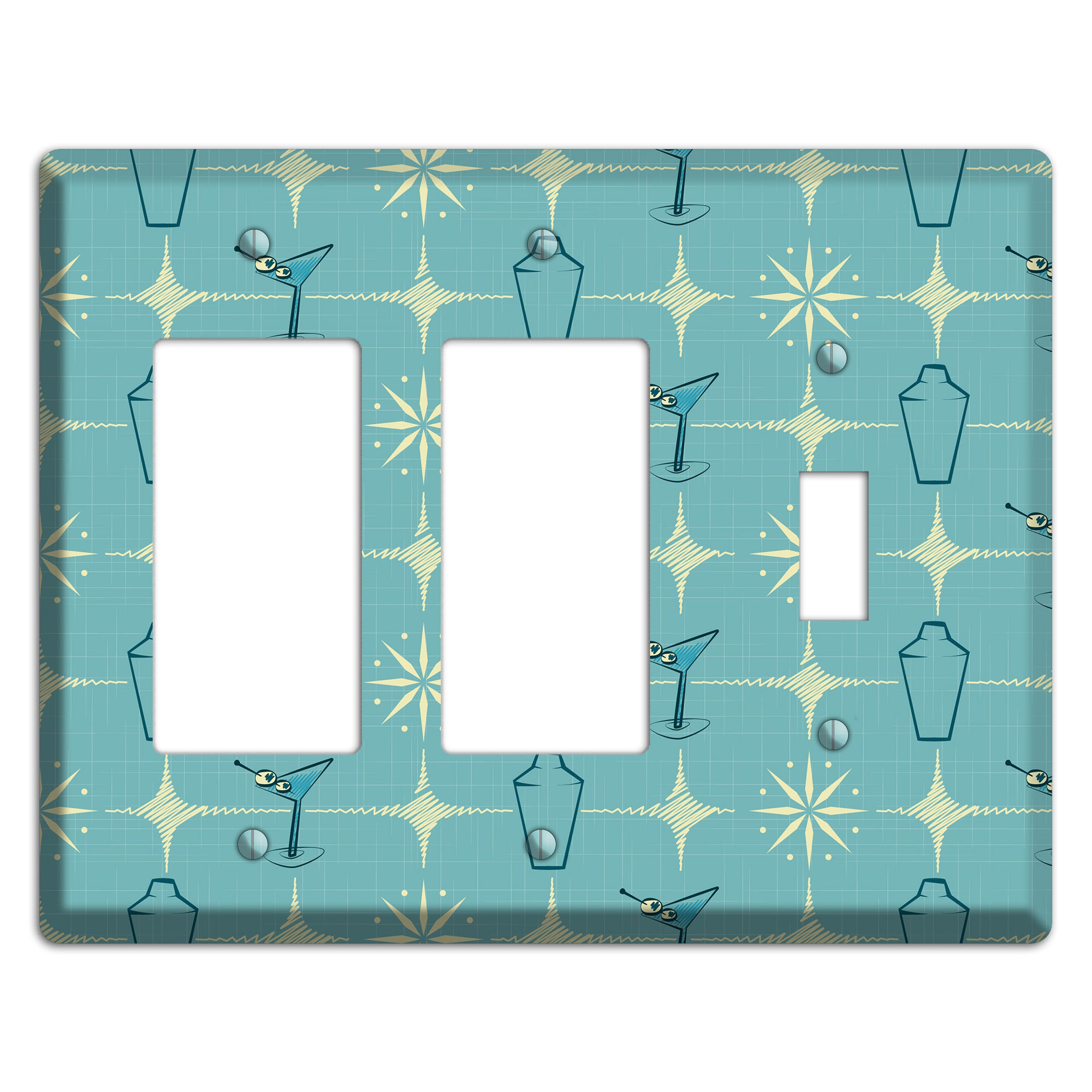 Blue Shaker and Martini 2 Rocker / Toggle Wallplate