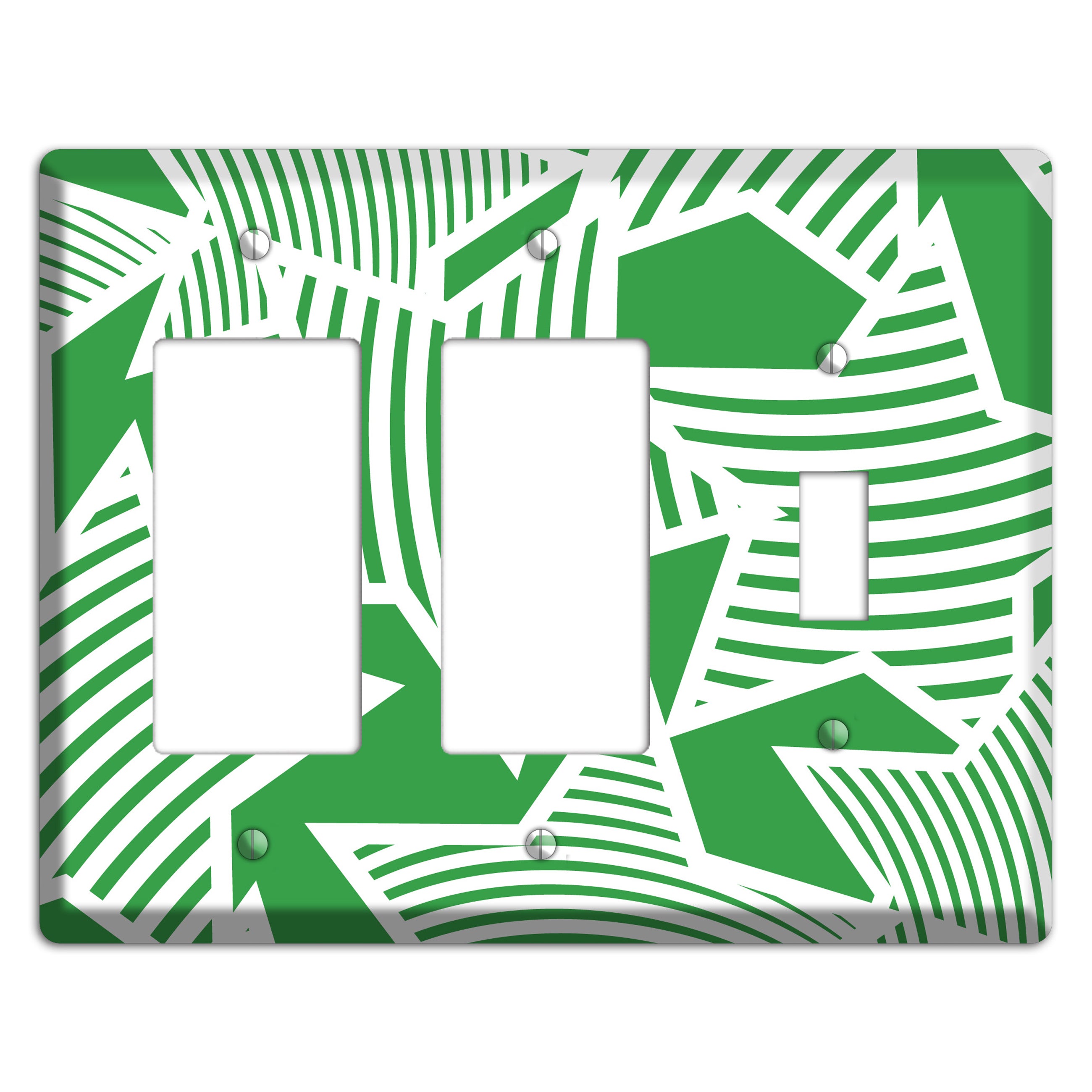 Green with Large White Stars 2 Rocker / Toggle Wallplate