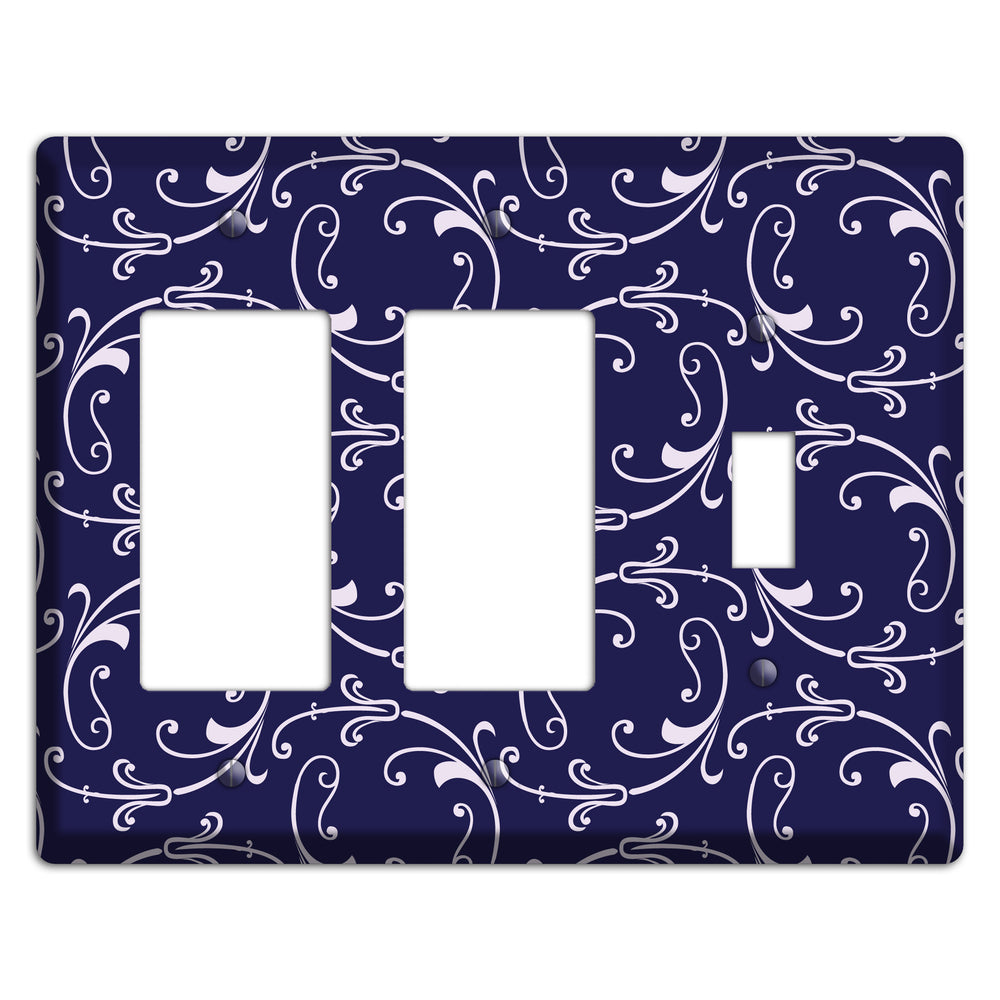 Navy Victorian Sprig 2 Rocker / Toggle Wallplate