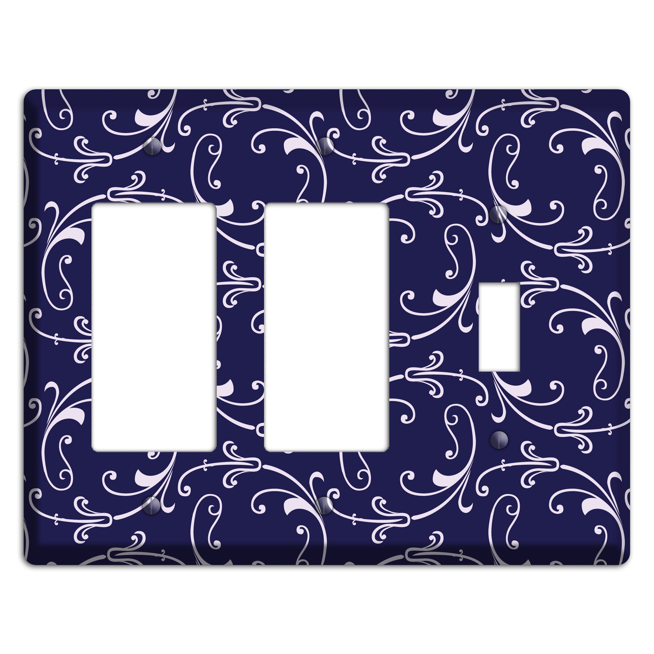 Navy Victorian Sprig 2 Rocker / Toggle Wallplate