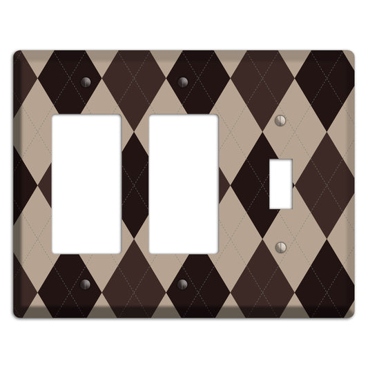 Brown and Beige Argyle 2 Rocker / Toggle Wallplate