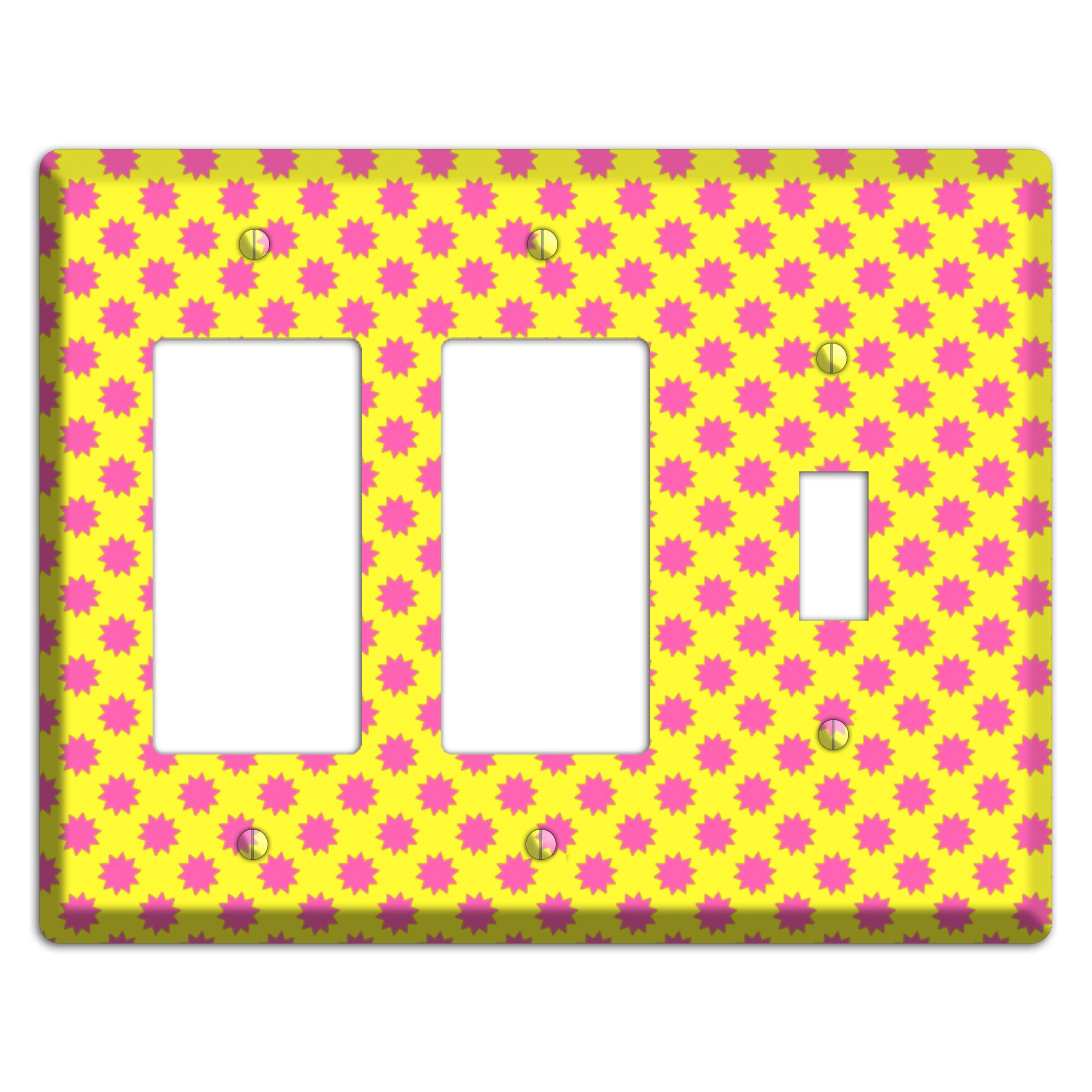 Yellow with Pink Burst 2 Rocker / Toggle Wallplate – Wallplates.com
