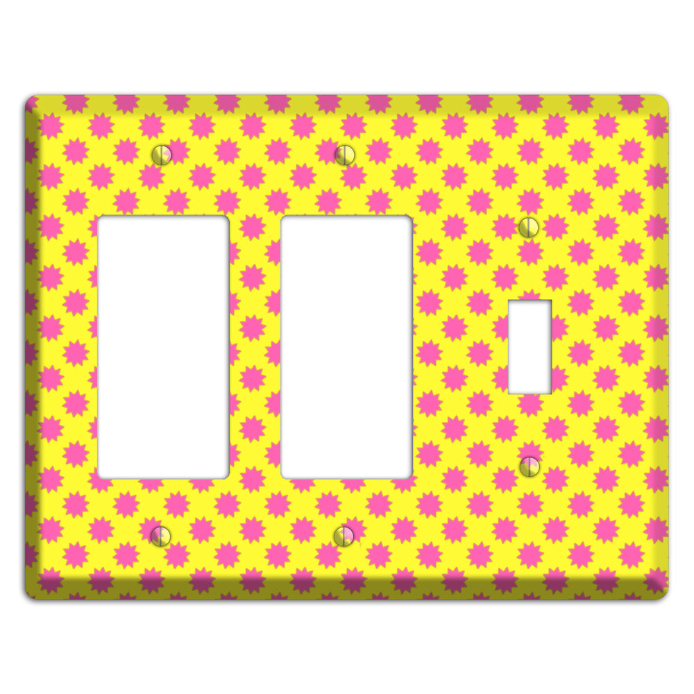 Yellow with Pink Burst 2 Rocker / Toggle Wallplate