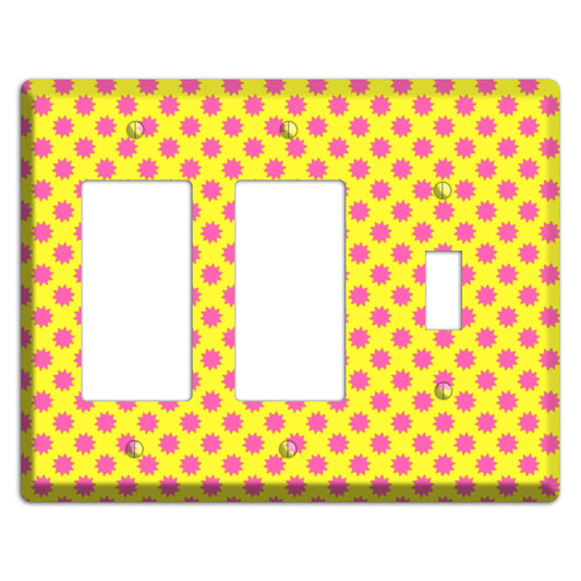 Yellow with Pink Burst 2 Rocker / Toggle Wallplate