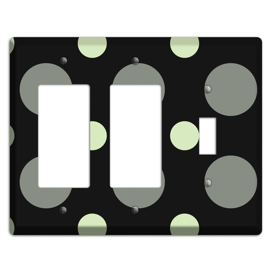 Black with Grey and Sage Multi Medium Polka Dots 2 Rocker / Toggle Wallplate