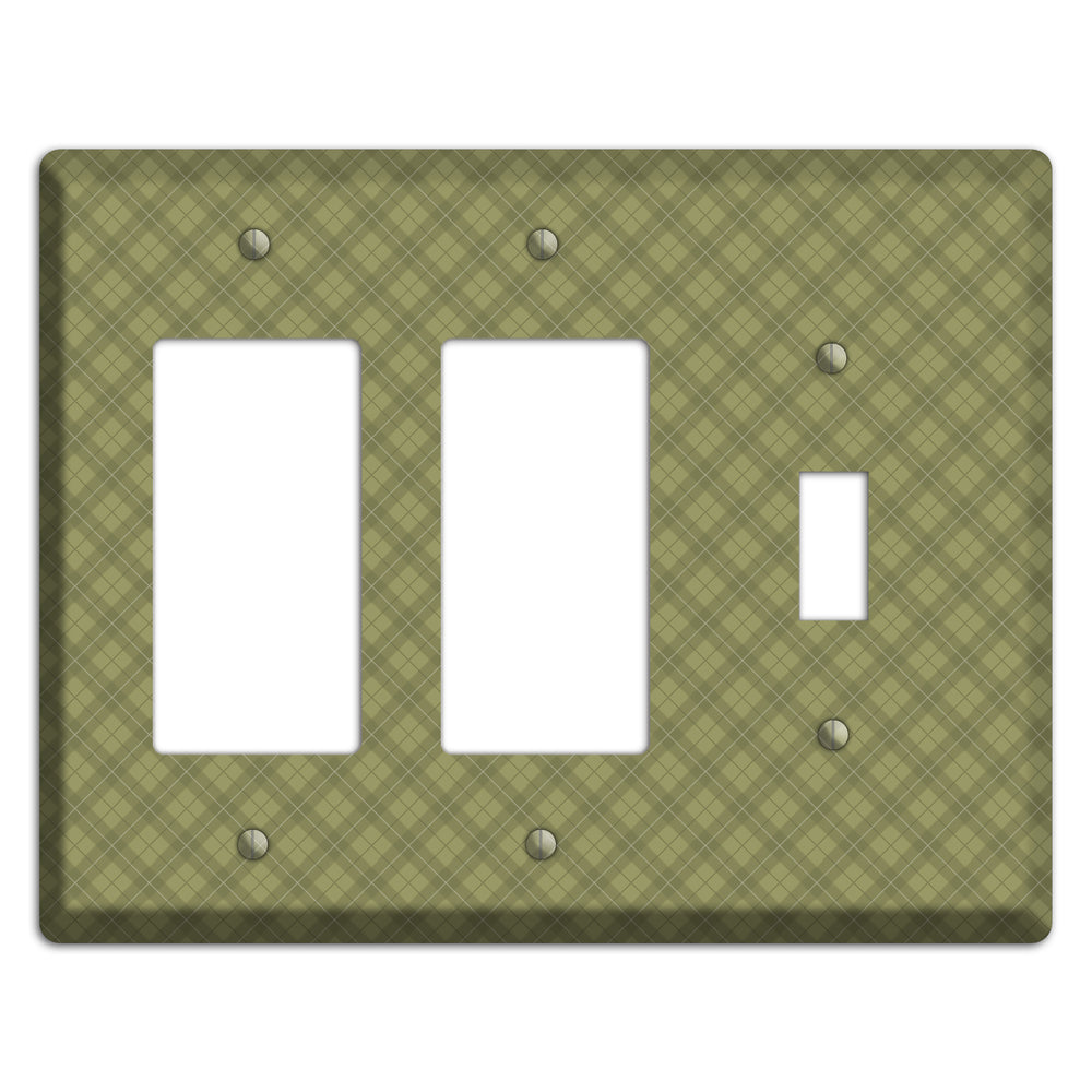 Green Plaid 2 Rocker / Toggle Wallplate