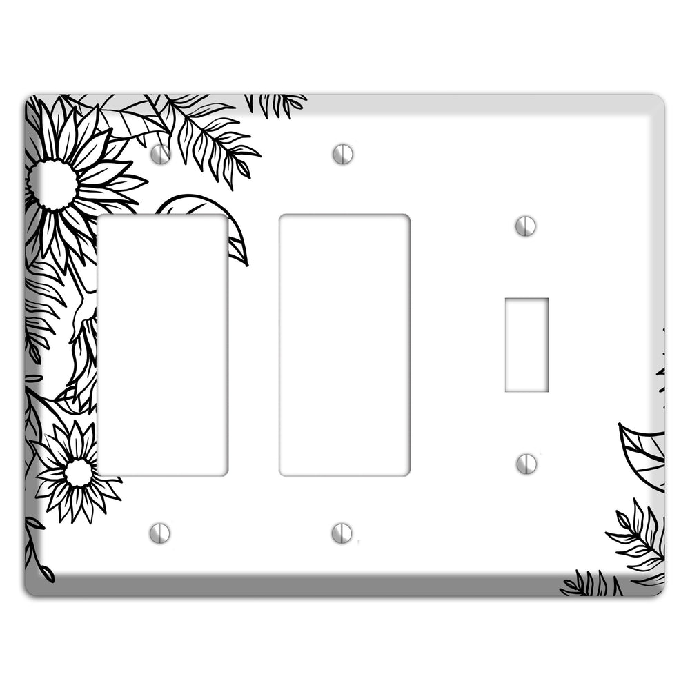 Hand-Drawn Floral 5 2 Rocker / Toggle Wallplate