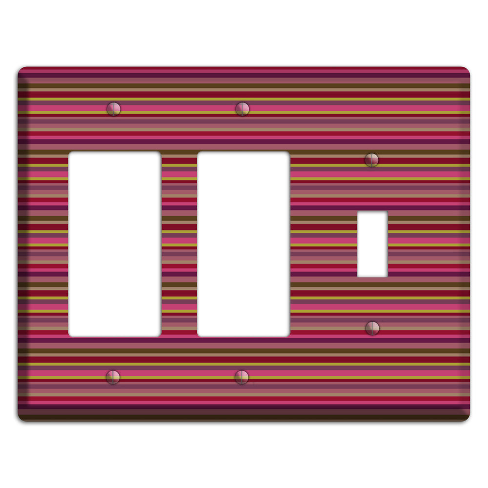 Fuschia Multi Horizontal Stripes 2 Rocker / Toggle Wallplate