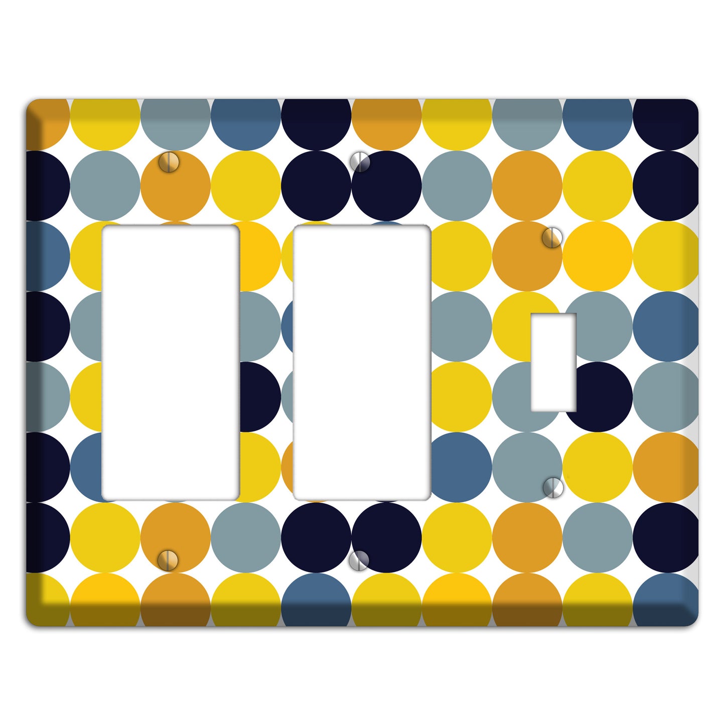 Multi Yellow and Blue Dots 2 Rocker / Toggle Wallplate