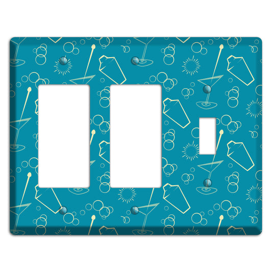 Teal Cocktail Hour 2 Rocker / Toggle Wallplate