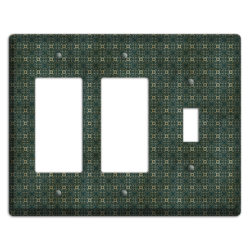 Dark Green Grunge Tapestry 2 Rocker / Toggle Wallplate